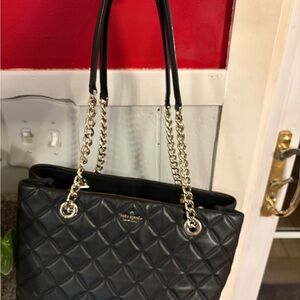Kate Spade Black Quilted Shoulder Bag with Chain Straps